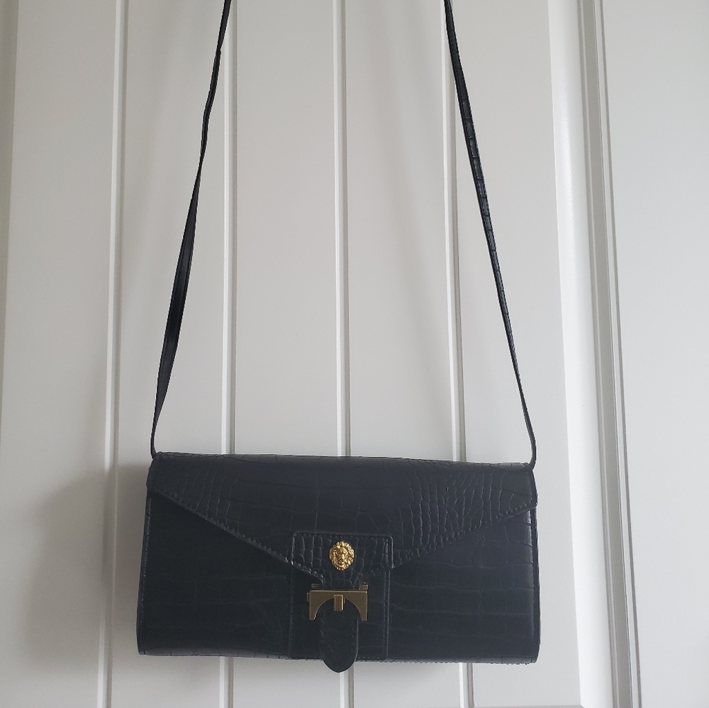 Anne klein black leather crossbody NWB